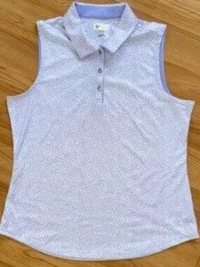 Sleeveless Light Lavender Print Polo Top Golf